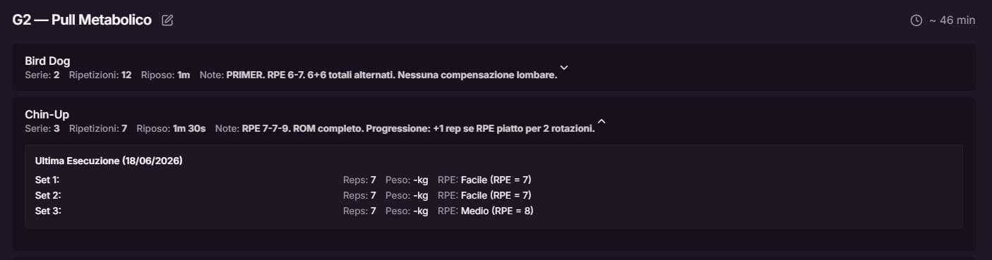 Ultimo log visibile